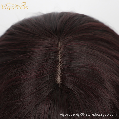 Highlight Color Bob Wavy Curly Wig Synthetic Short Wig with Bangs Natural Looking Heat Resistant Fiber Hair for Women